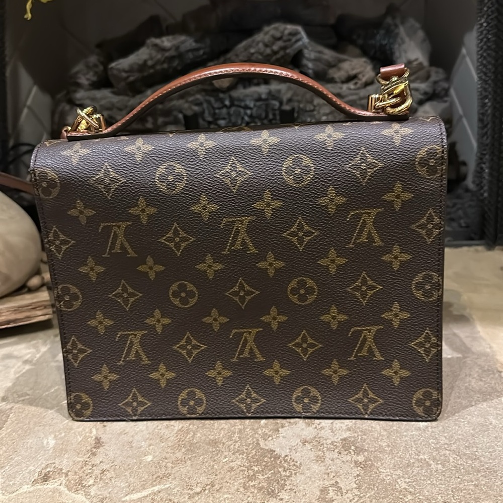 Louis Vuitton Monogram Canvas Top Handle Bag in Brown and Gold - Picture 7 of 15